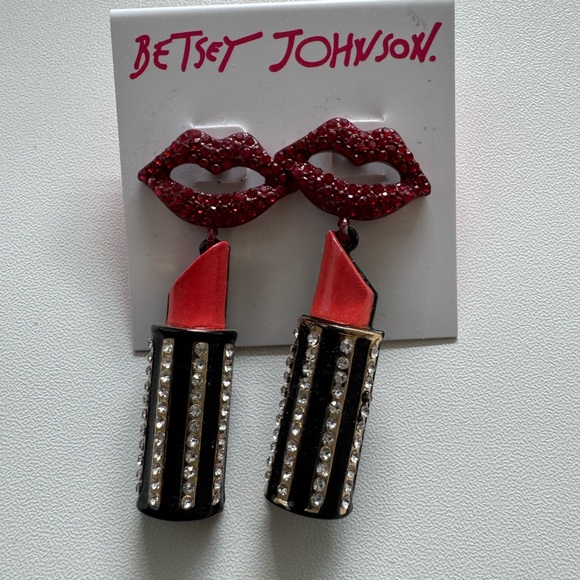 Betsey Johnson  Lipstick Drop Earrings - Picture 2 of 2